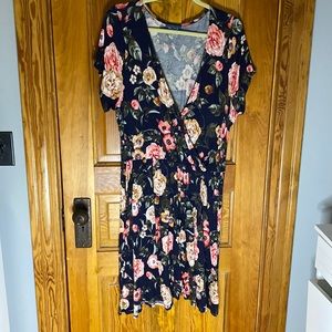 2X ModCloth Navy Floral Dress
